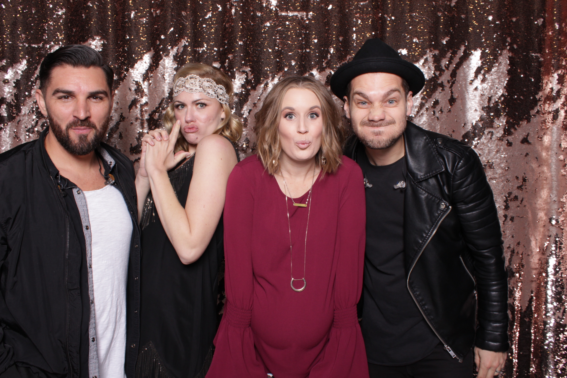 families take picture in photo booth fresno